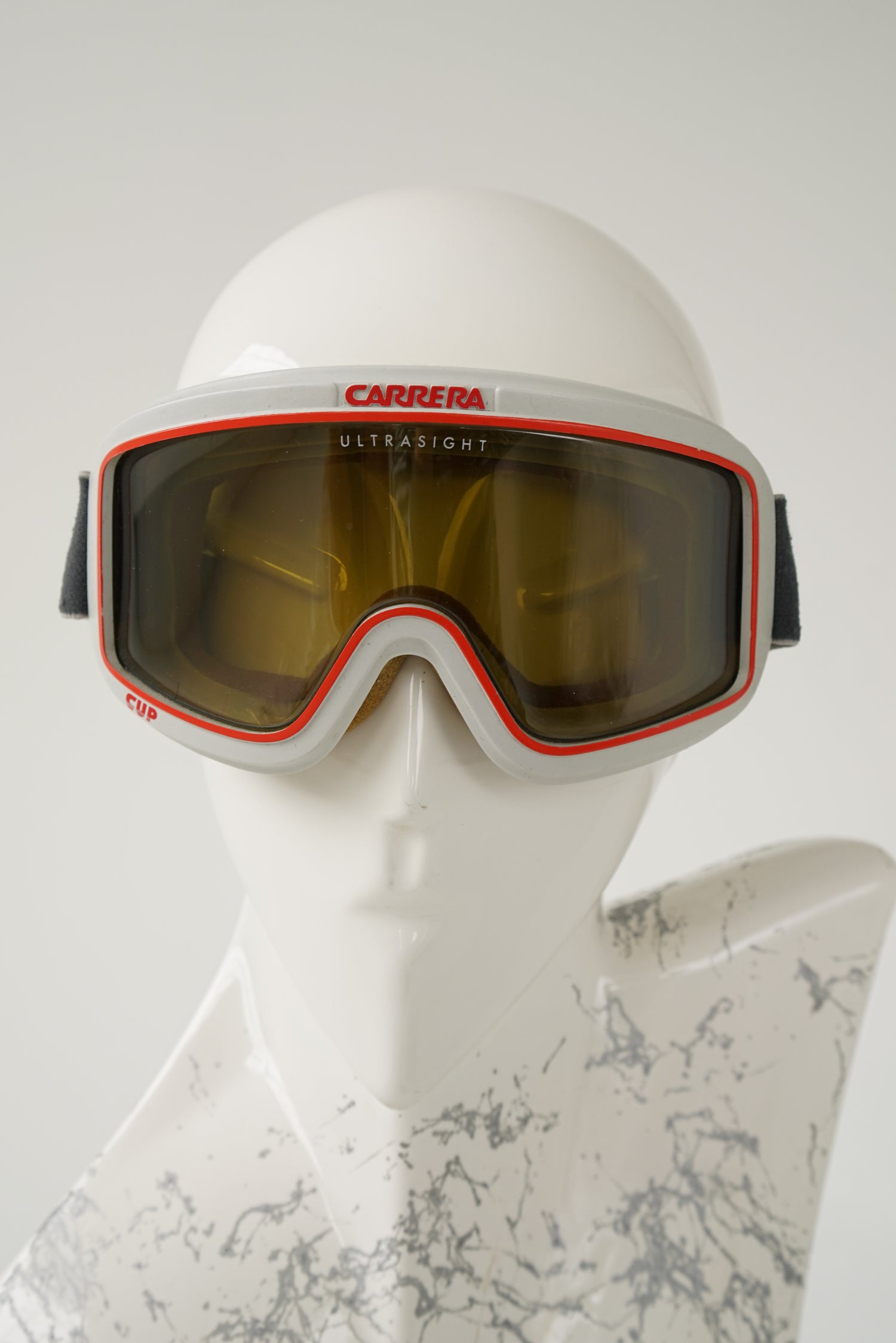 Lunette de ski vintage Carrera Ultrasight grise avec ligne rouge taille standard