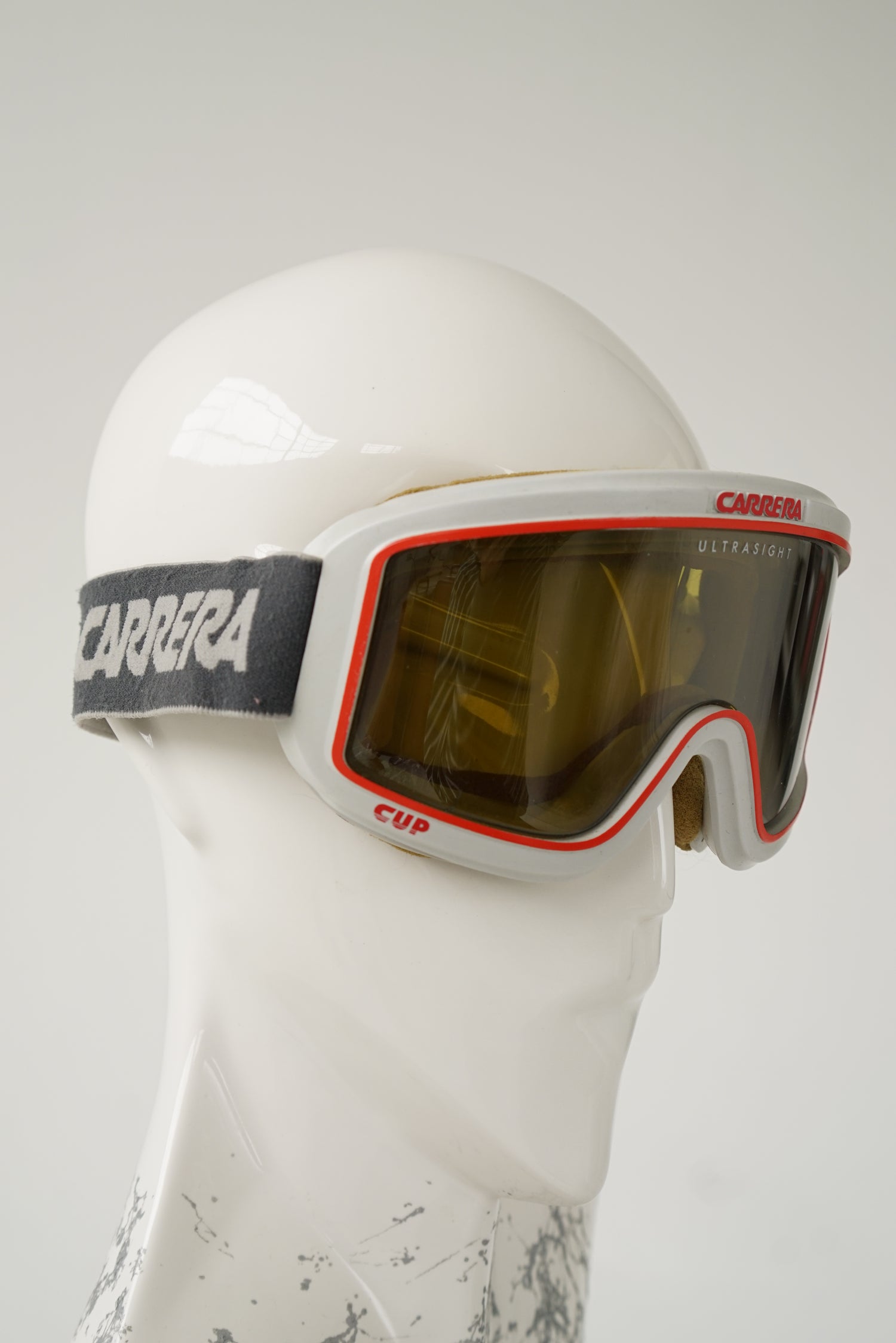 Lunette de ski vintage Carrera Ultrasight grise avec ligne rouge taille standard