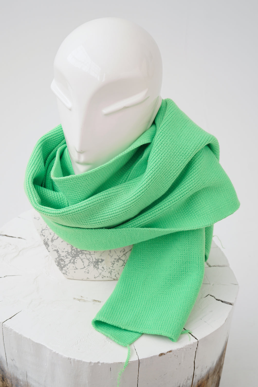 Long foulard tricoté vert fluo