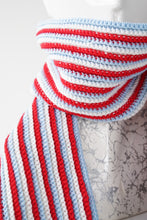 Charger l&#39;image dans la galerie, Foulard en tricot long bleu blanc rouge
