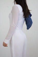 Load image into Gallery viewer, Pantalon en lin blanc avec doublure taille haute taille 26-27
