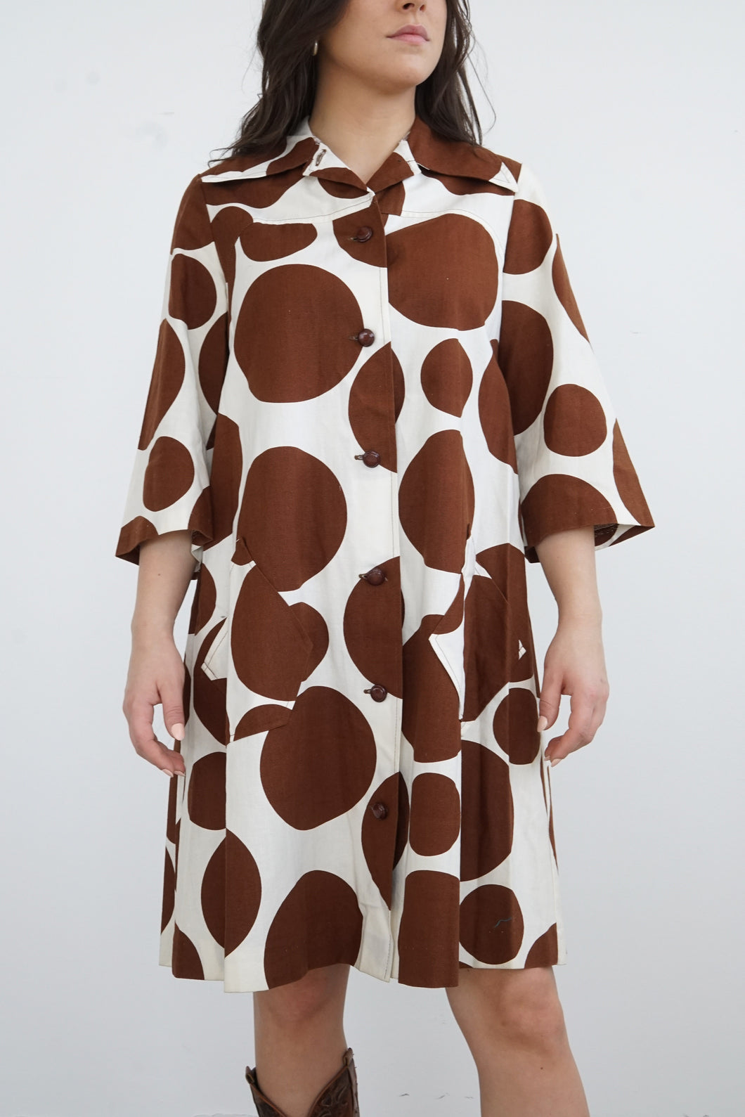 Robe vintage 70s designer Vanessa top qualité 100% coton taille 36 (S)