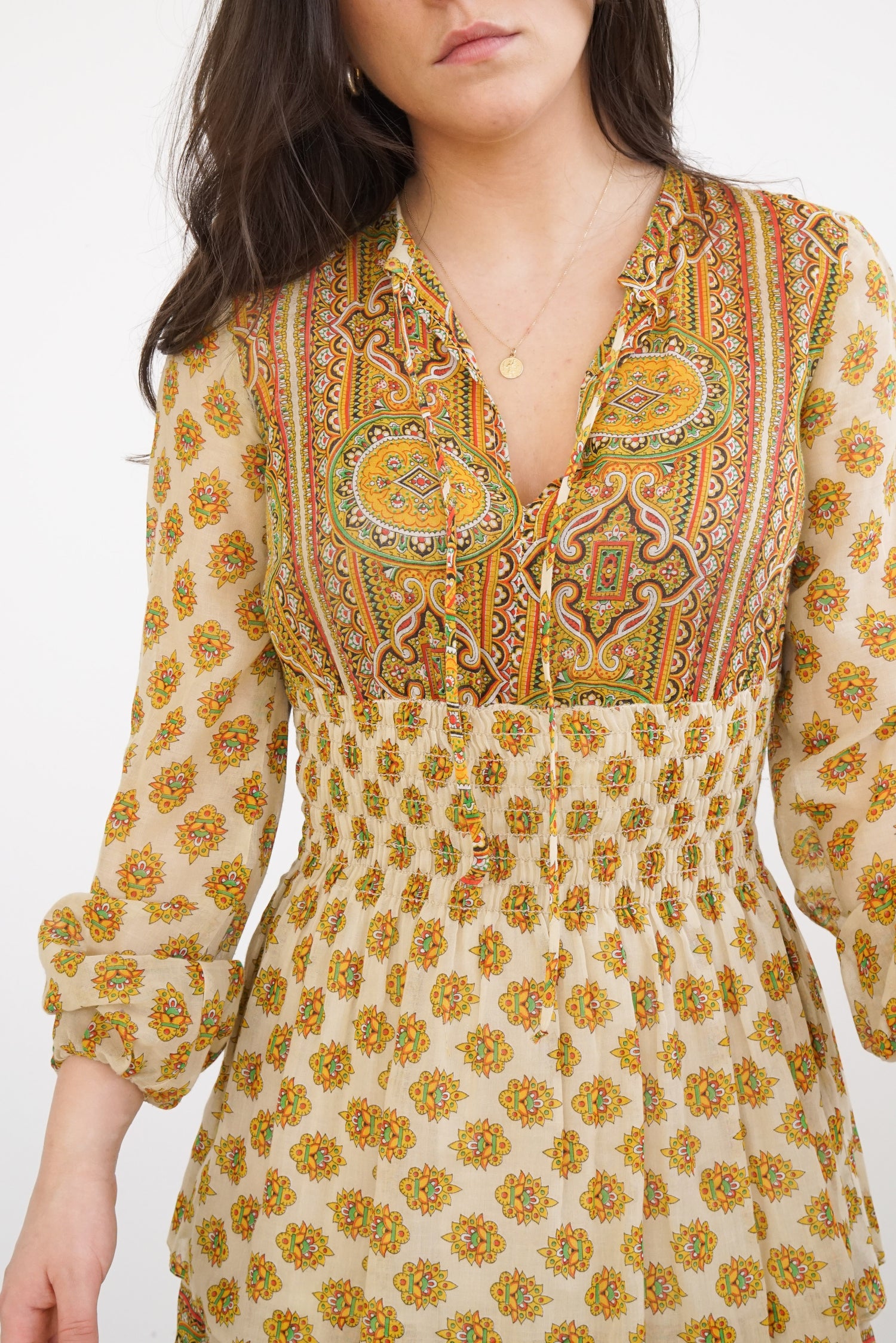 Robe vintage 70s hippie très délicate faite à la main taille XS