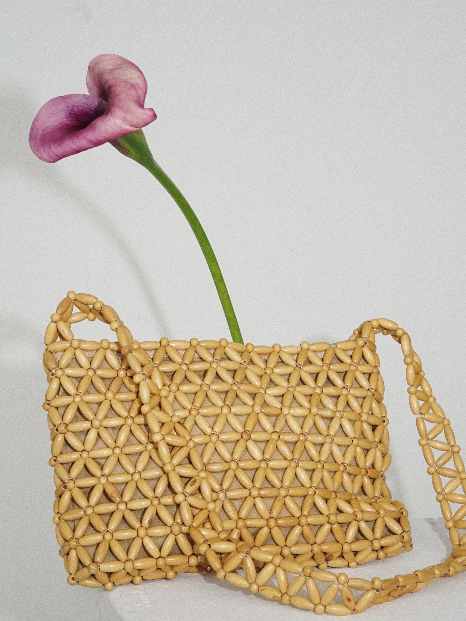 Sac à main rectangle en bille de bois
