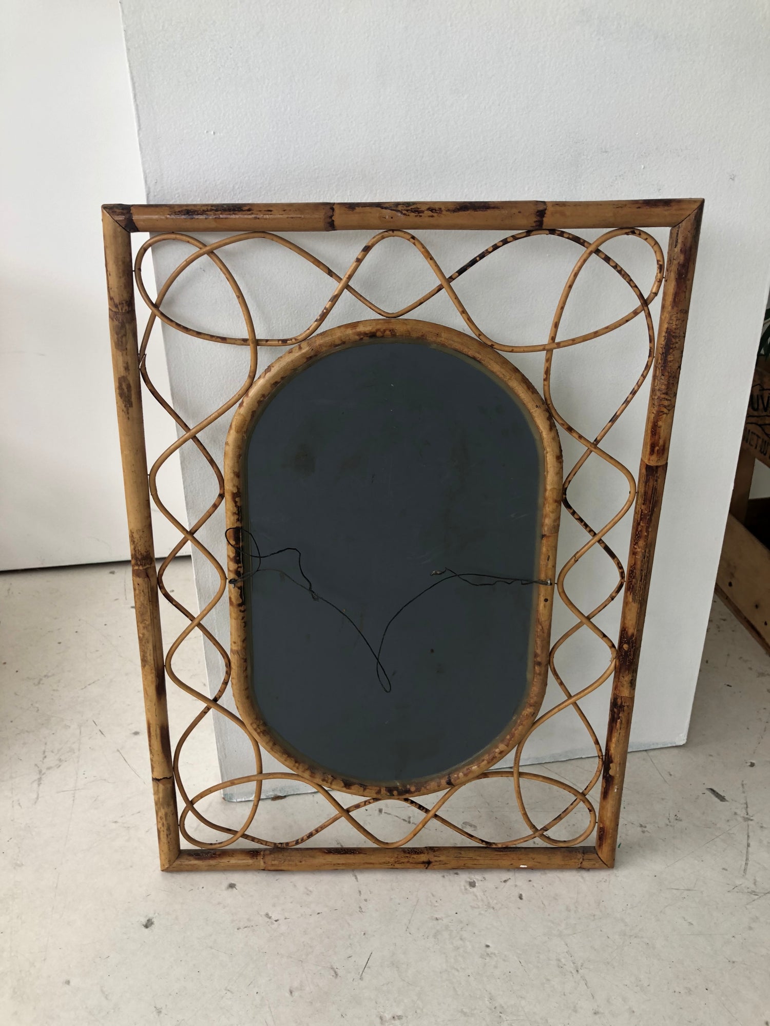 Miroir en bambou italien vintage