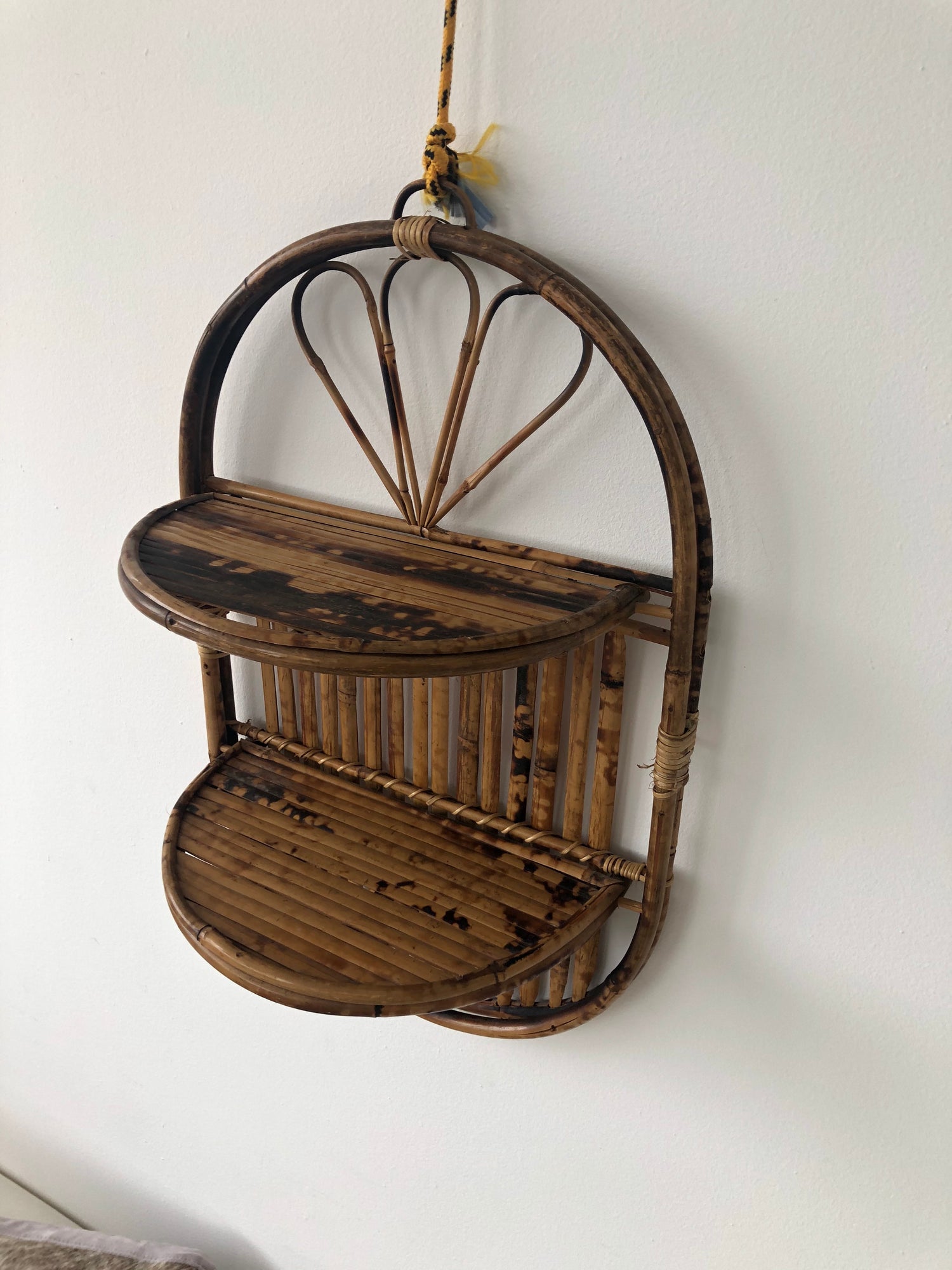 Vintage Italian bamboo wall shelf